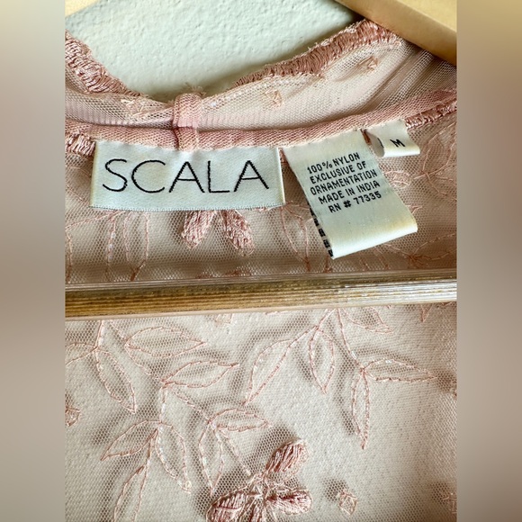 Scala Blush Pink Silk Lined Beaded Embroidered Floral Maxi Dress with Crop Shrug - Picture 14 of 16